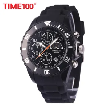 New Time100 Fashion Men's Moon Phase Outdoor Sport Quartz Watch Three Subdial Black Rubber Strap Casual Wrist Watches For Men
New Time100 Fashion Men's Moon Phase Outdoor Sport Quartz Watch Three Subdial Black Rubber Strap Casual Wrist Watches For Men