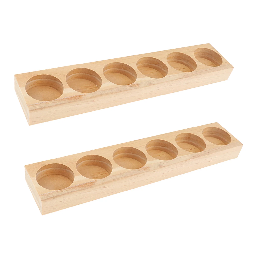 2pcs NATURAL WOOD Aromatherapy Perfume Essential Oil Display Storage Organizer Rack Stand Holder for 6pcs 15ml Bottles