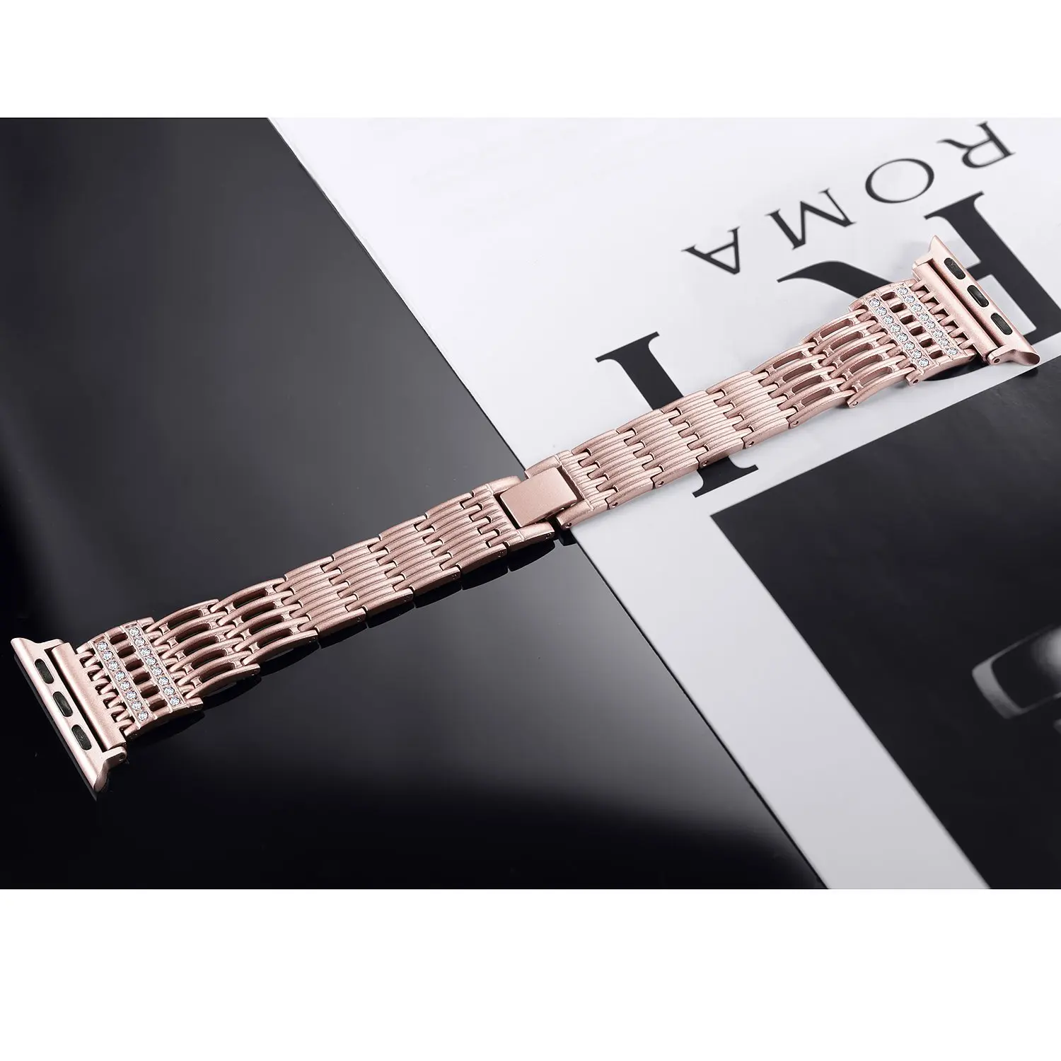 Bling Stainless Steel Metal Watch Band For Apple Watch Band 44Mm/ 40Mm/ 42Mm/ 38Mm Strap Series 1 2 3 4