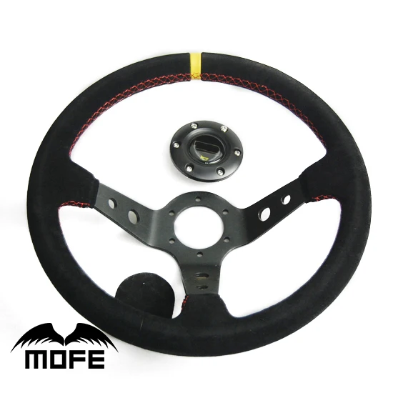 SPECIAL OFFER Original Logo 3 Spokes Deep Dish 14 Inch 350mm Suede Steering Wheel for Racing Sport Car
SPECIAL OFFER Original Logo 3 Spokes Deep Dish 14 Inch 350mm Suede Steering Wheel for Racing Sport Car