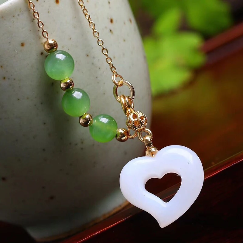 Ожерелье с подвеской в форме сердца из натурального белого камня jourssnow женское