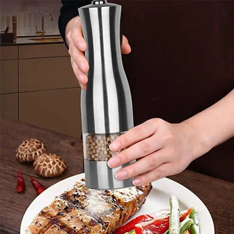 Pepper Grinder Electric Salt Pepper Mills Grinder Spice Mill Battery Power with Adjustable Ceramic and LED Light Cooking Tool
Pepper Grinder Electric Salt Pepper Mills Grinder Spice Mill Battery Power with Adjustable Ceramic and LED Light Cooking Tool