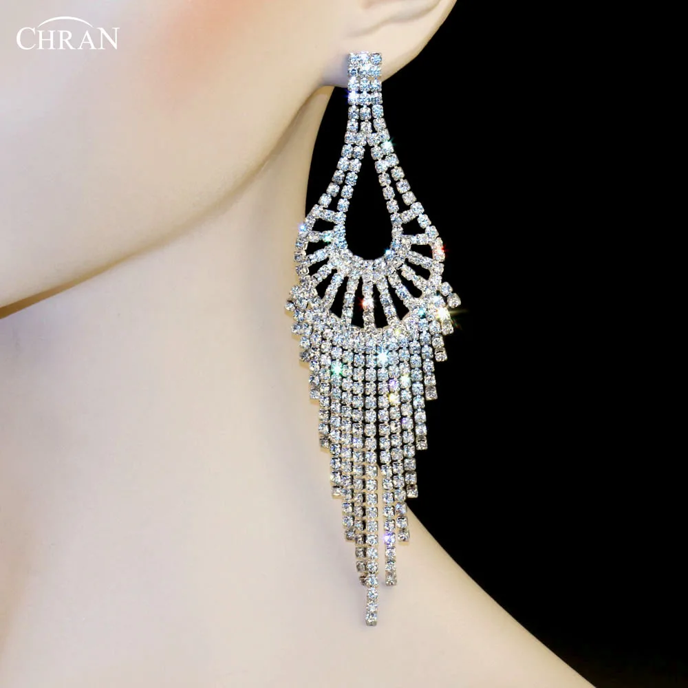Chran Fashion Rhinestone Crystal Evening Party Earings Bridal 5.5" Long Dangle Chandelier Drop Earrings Jewelry Earrings LE819
Chran Fashion Rhinestone Crystal Evening Party Earings Bridal 5.5" Long Dangle Chandelier Drop Earrings Jewelry Earrings LE819