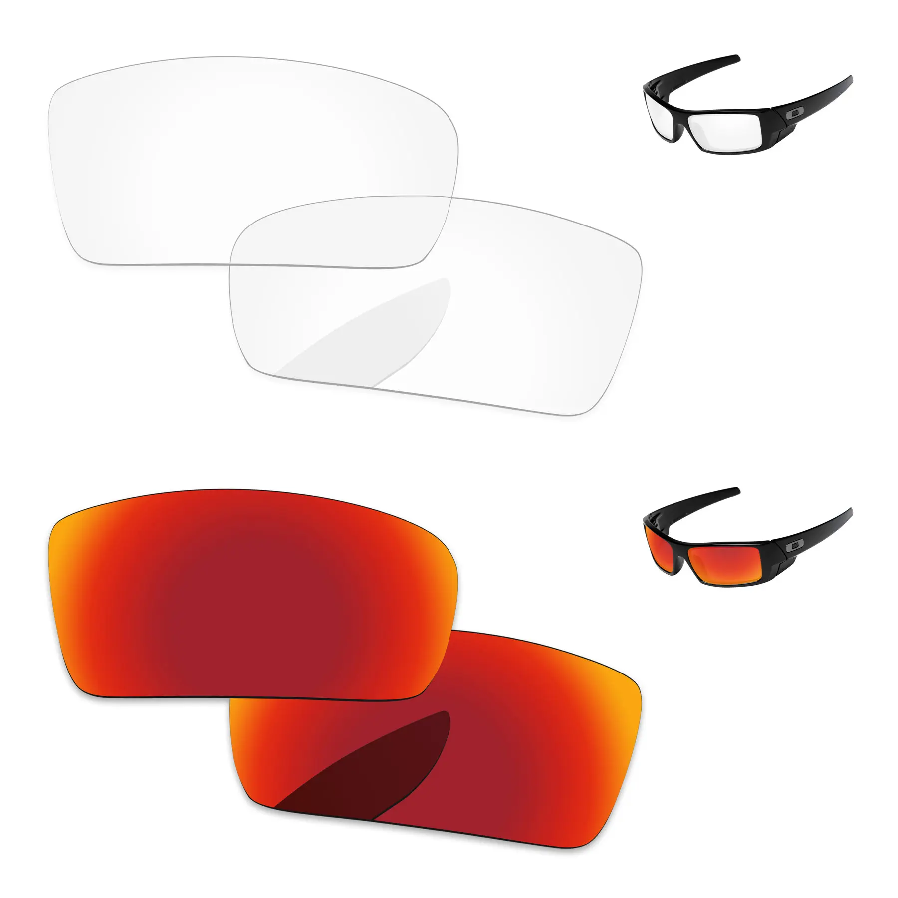 Fire Red & Crystal Clear 2 Pairs Replacement Lenses For Gascan Small Sunglasses Frame 100% UVA & UVB Protection
Fire Red & Crystal Clear 2 Pairs Replacement Lenses For Gascan Small Sunglasses Frame 100% UVA & UVB Protection