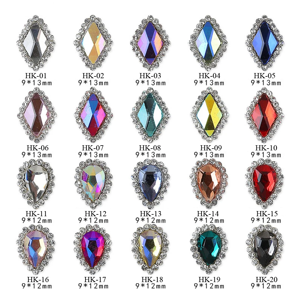 

20pcs Charm Silver Alloy Base 3D Nail Art Rhinestone Decor Flat-back Shiny Crystal Jewelry Diamonds Design Manicure Accessories