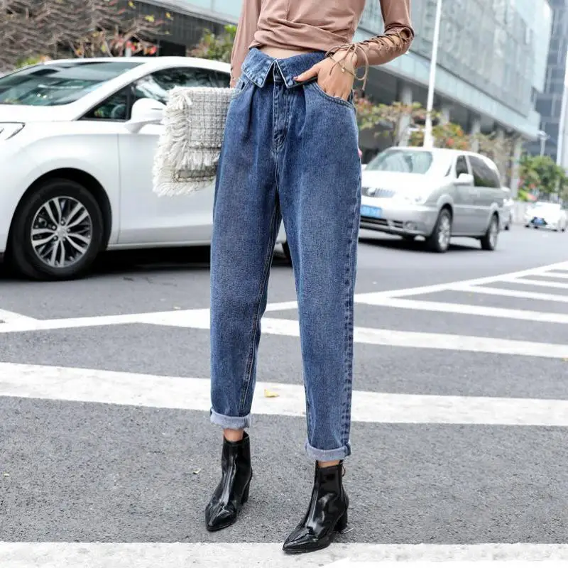 Nonis Fold-over high waist New Women Loose Harem Jeans Female Ankle Length Street Wear Cotton Denim Pants No Stretch 2019
Nonis Fold-over high waist New Women Loose Harem Jeans Female Ankle Length Street Wear Cotton Denim Pants No Stretch 2019