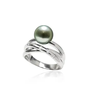 18k White Gold AAA 8-9mm Round Tahitian Cultured Green Pearl Diamond Ring 6.5
18k White Gold AAA 8-9mm Round Tahitian Cultured Green Pearl Diamond Ring 6.5