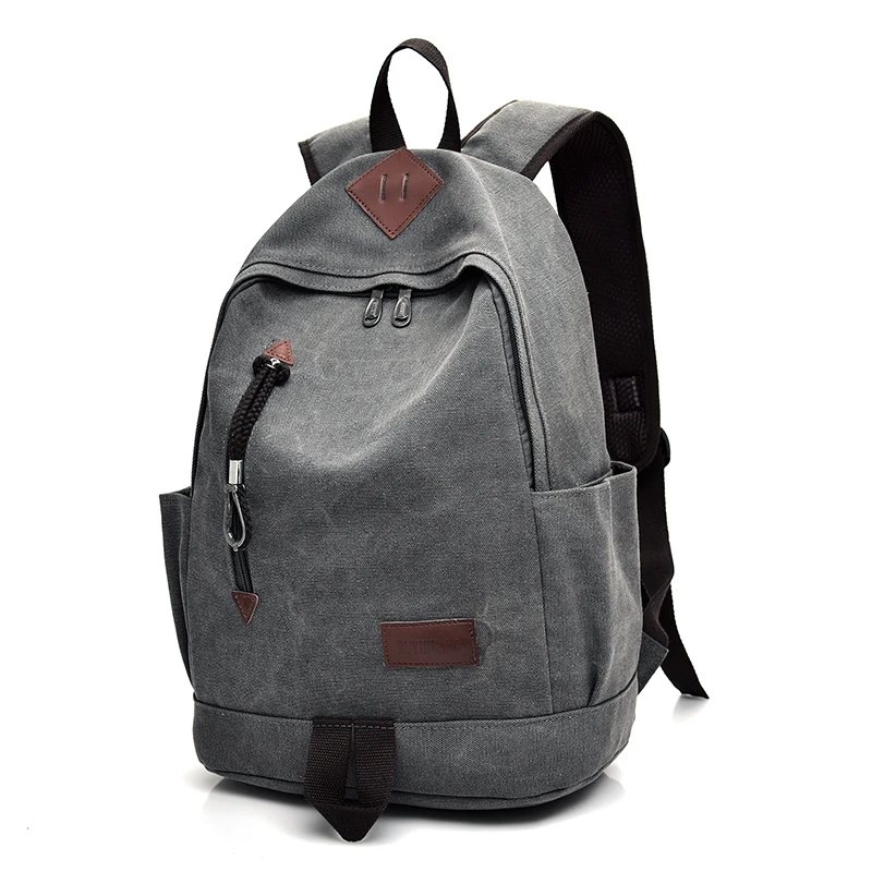 DIDA BEAR New Unisex Men Canvas Backpacks Large School Bags For Teenagers Boys Girls Travel Laptop Backbag Mochila Rucksack Grey 22