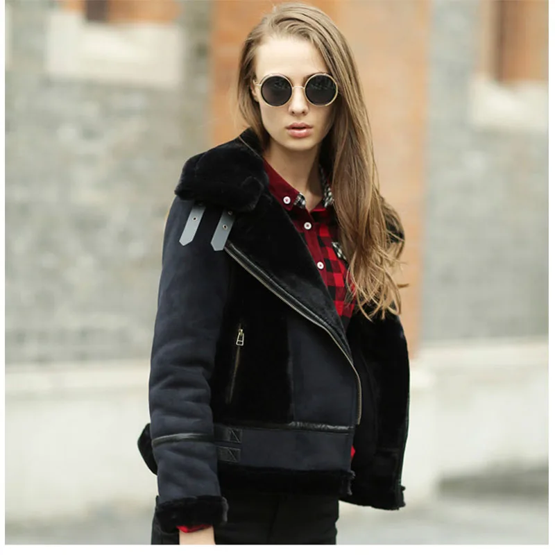 New 2019 Winter Suede Leather Jacket Women Short Lamb Wool Motorcycle Jacket Thick Lambs Wool Warm Coat AA-200
New 2019 Winter Suede Leather Jacket Women Short Lamb Wool Motorcycle Jacket Thick Lambs Wool Warm Coat AA-200