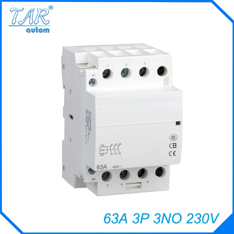 Modular three pole household small AC contactor Household AC Power Contactor Modular 63A 3P 3NO 230V
Modular three pole household small AC contactor Household AC Power Contactor Modular 63A 3P 3NO 230V