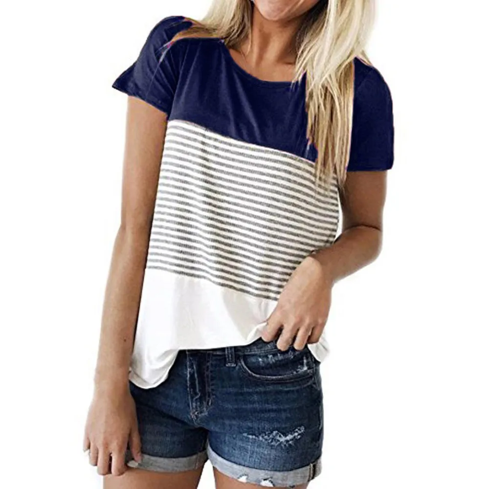 Stripe Button Shirts Tops Womens Casual Short Sleeve Color Block Striped womens tops clothes camisa feminina
Stripe Button Shirts Tops Womens Casual Short Sleeve Color Block Striped womens tops clothes camisa feminina