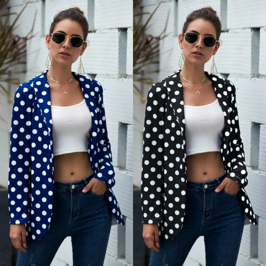 Autumn Ladies Commuter Leisure Wave Point Solid Color Long-sleeved Buttonless Suit Long Coat
Autumn Ladies Commuter Leisure Wave Point Solid Color Long-sleeved Buttonless Suit Long Coat