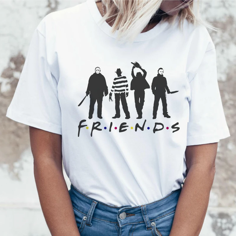 Horror friends printing Girl Shirt summer fashion Women T Shirt novelty casual Tops hipster cool ladies Tee
Horror friends printing Girl Shirt summer fashion Women T Shirt novelty casual Tops hipster cool ladies Tee