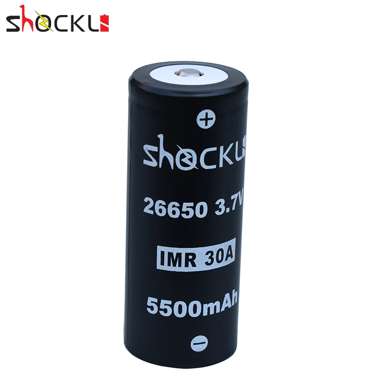 Shockli 26650 5500mAh 3.7V li-ion rechargeable battery 30A 26650 lithium battery suit for high power flashlight Emisar D4s TC20
Shockli 26650 5500mAh 3.7V li-ion rechargeable battery 30A 26650 lithium battery suit for high power flashlight Emisar D4s TC20
