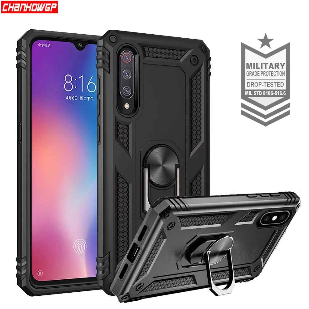Военный армированный чехол с кольцом на палец для Xiaomi Redmi Note 7 note7 redmi подставкой Mi 9