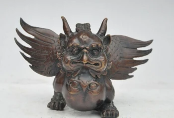 

005215 6"Tibet Buddhism bronze Redpoll Winged Garuda Bird Eagle god beast Buddha statue