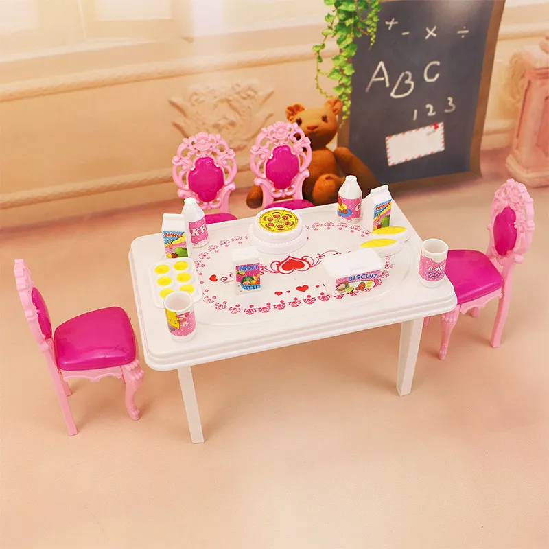 17 шт в 1 Детский набор обеденного стола для Барби и Келли кукольная мебель