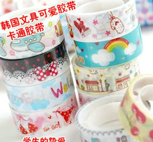 New Fashion cute cartoon color stick tape/color printed stationery Office Adhesive sticker tape 
New Fashion cute cartoon color stick tape/color printed stationery Office Adhesive sticker tape