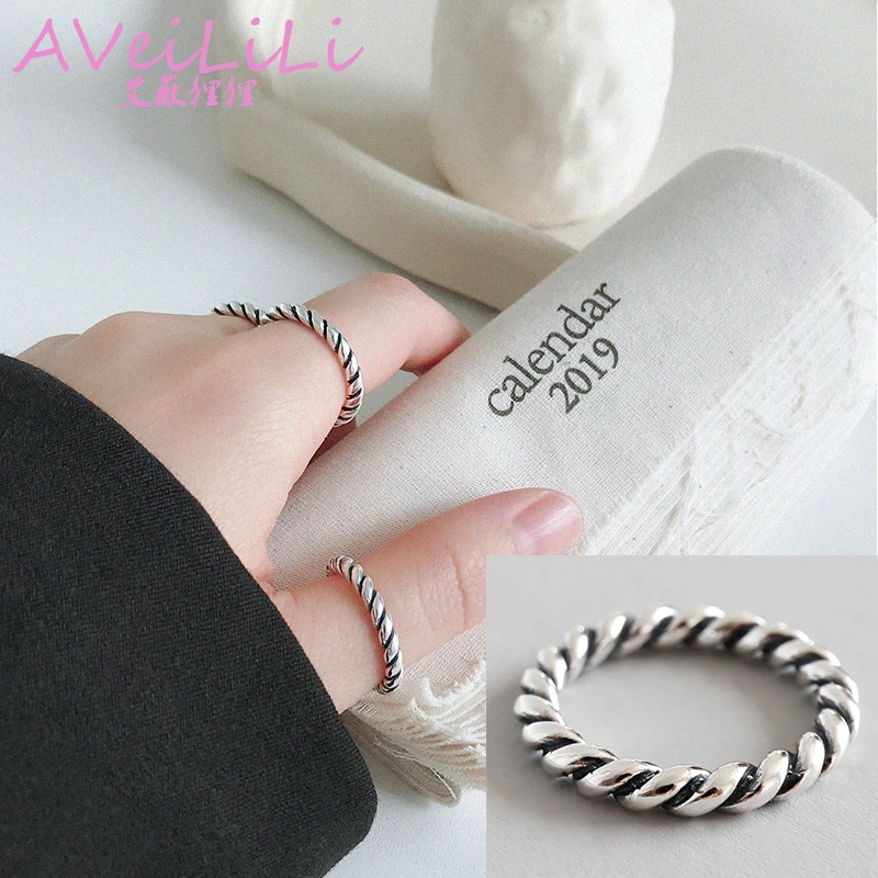 925 sterling silver Rings jewelry 3mm thread twist twisted rope circle Wedding Bands Rings Ancient silver woman
925 sterling silver Rings jewelry 3mm thread twist twisted rope circle Wedding Bands Rings Ancient silver woman