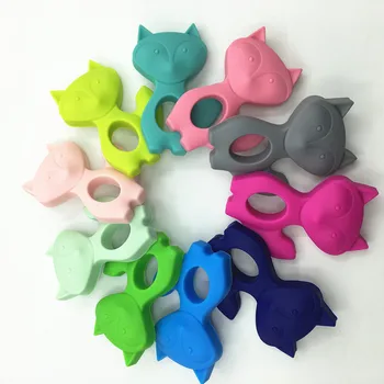 

hot 10pcs/lot Silicone Teething Fox Pendant Necklace - Safe for babies to chew, suck and love on - Animal silicone baby teether