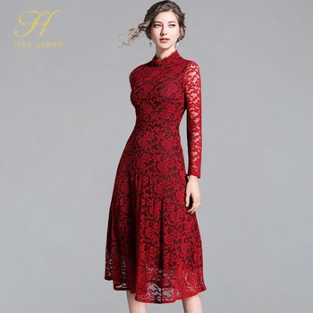 H han queen New Summer Patchwork Lace Dress Women Work Casual Party Slim Sexy Red/Black Long Dresses Plus Size Vintage Vestidos
H han queen New Summer Patchwork Lace Dress Women Work Casual Party Slim Sexy Red/Black Long Dresses Plus Size Vintage Vestidos
