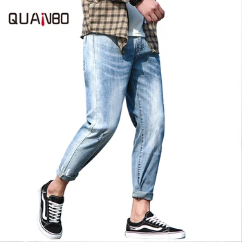 QUANBO spring summer new jeans men's fashion hip hop ripped hole skinny Ankle-length denim pants slim fit streetwear men clothes
QUANBO spring summer new jeans men's fashion hip hop ripped hole skinny Ankle-length denim pants slim fit streetwear men clothes