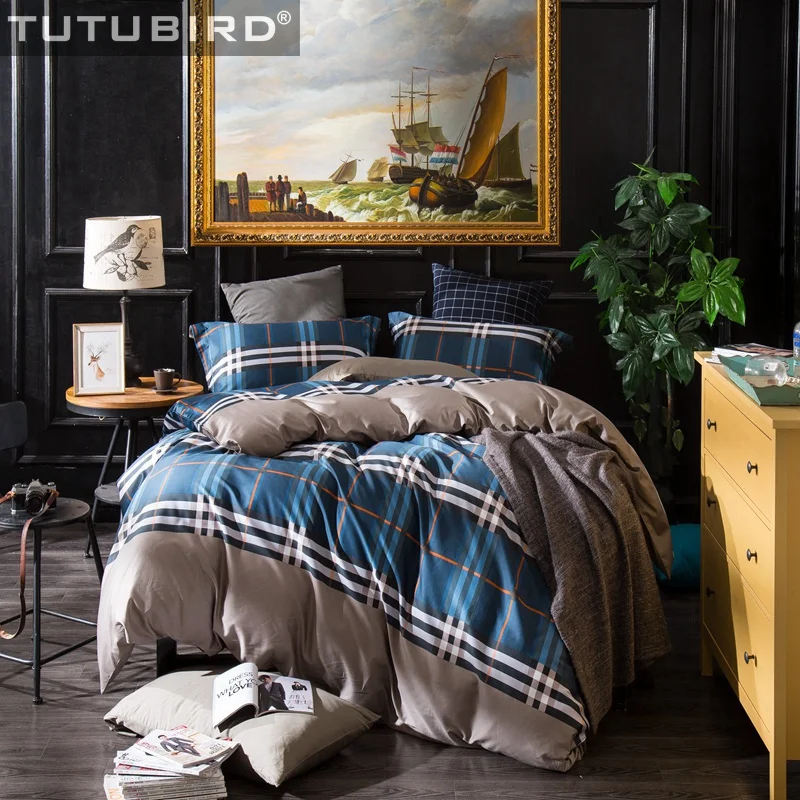 Luxury Egyptian cotton plaid striped sheet linen spread blue brief style bedding set duvet cover queen king pillowcase
Luxury Egyptian cotton plaid striped sheet linen spread blue brief style bedding set duvet cover queen king pillowcase