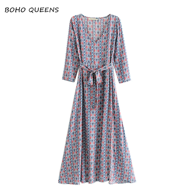 Boho Chic Women geometric Floral print sashes beach Bohemian maxi dress Ladies deep V neck Summer vintage dress vestidos
Boho Chic Women geometric Floral print sashes beach Bohemian maxi dress Ladies deep V neck Summer vintage dress vestidos