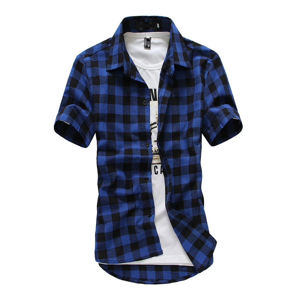 Summer Short Sleeve Shirt Men Lattice Plaid Clothes Turn-down Collar Casual Top Large Size Males Blouse Streetwear Shirts /PT
Summer Short Sleeve Shirt Men Lattice Plaid Clothes Turn-down Collar Casual Top Large Size Males Blouse Streetwear Shirts /PT