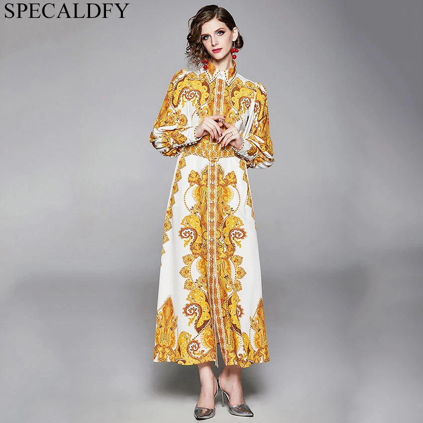Designer Runway Dresses 2019 Women High Quality Fashion Luxury Print Vintage Dress Long Sleeve Print Long Maxi Dress obe Femme
Designer Runway Dresses 2019 Women High Quality Fashion Luxury Print Vintage Dress Long Sleeve Print Long Maxi Dress obe Femme