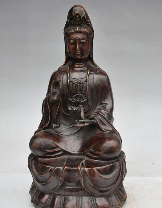 14" tibet buddhism bronze temple vase Kwan-Yin GuanYin seat lotus buddha statue
14" tibet buddhism bronze temple vase Kwan-Yin GuanYin seat lotus buddha statue