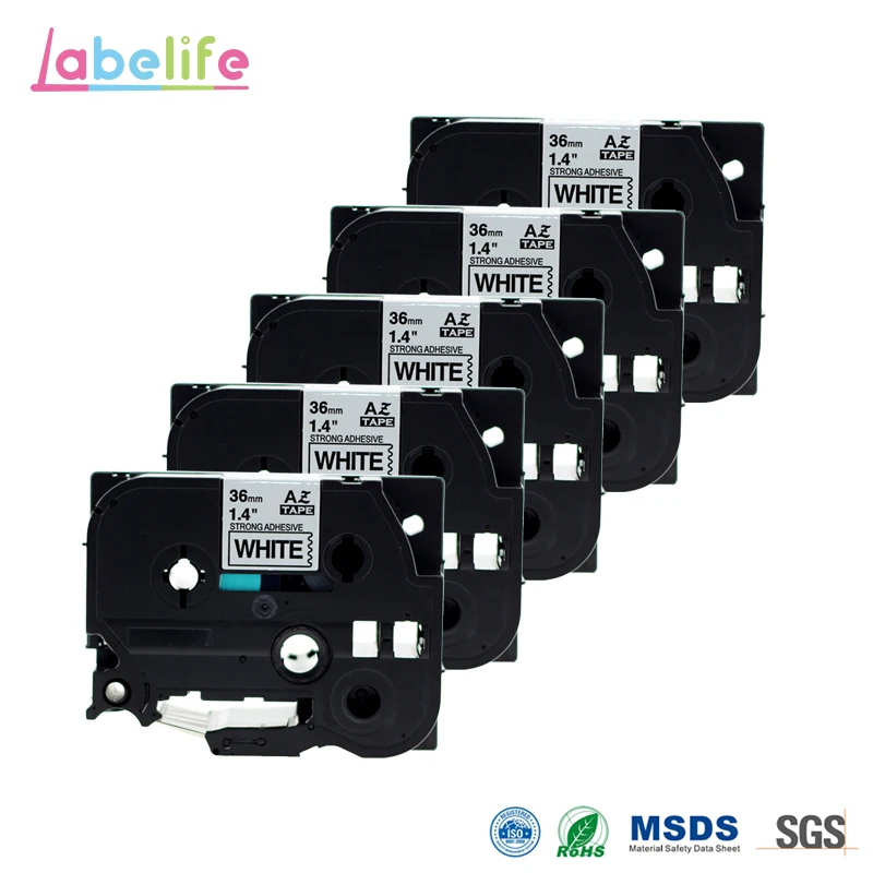 Labelife 5 Pack 36mm TZe-S261 Black on White Extra Strength P-touch Tape for Brother TZ-S261 TZeS261 TZS261 Strong Adhesive Tape
Labelife 5 Pack 36mm TZe-S261 Black on White Extra Strength P-touch Tape for Brother TZ-S261 TZeS261 TZS261 Strong Adhesive Tape