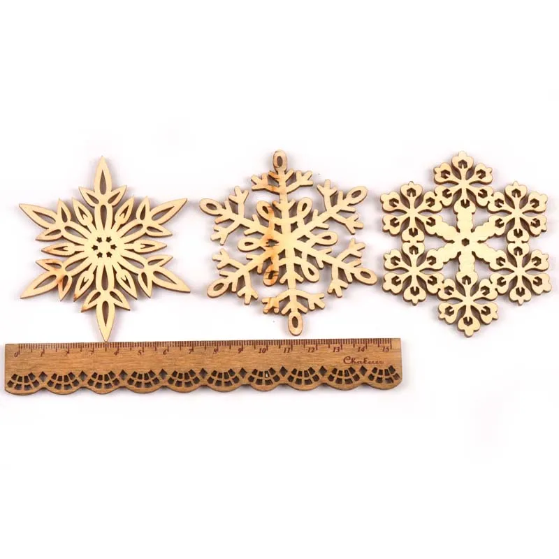 Снежинка деревянные ломтики Carft для рождественской елки украшения дома DIY