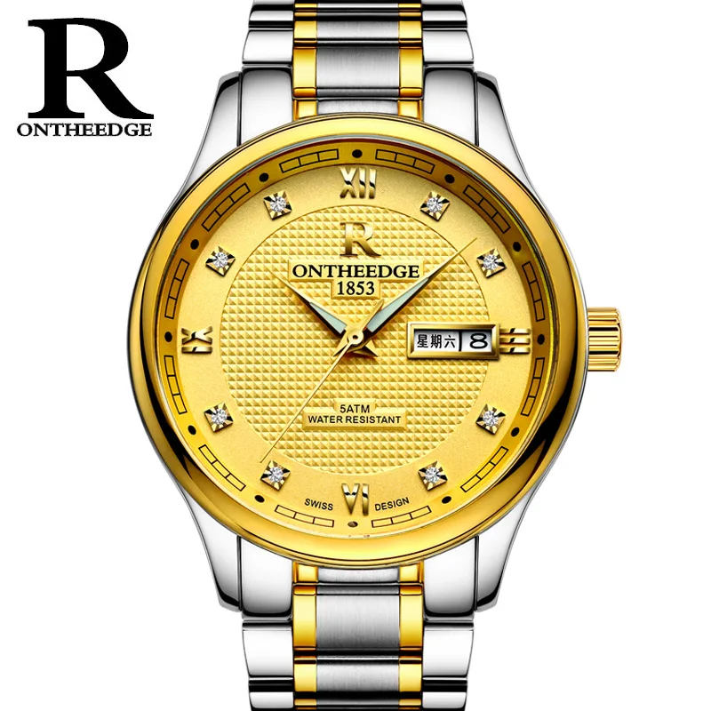 Luxury men wristwatches gold quartz clocks business man stainless steel watch male casual waterproof ONTHEEDGE brand mens watch
Luxury men wristwatches gold quartz clocks business man stainless steel watch male casual waterproof ONTHEEDGE brand mens watch