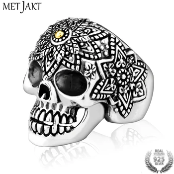 MetJakt Hand-Carved Men's Punk Domineering Skull Ring Solid 925 Sterling Silver Ring for Mens Personality Biker Jewelry
MetJakt Hand-Carved Men's Punk Domineering Skull Ring Solid 925 Sterling Silver Ring for Mens Personality Biker Jewelry