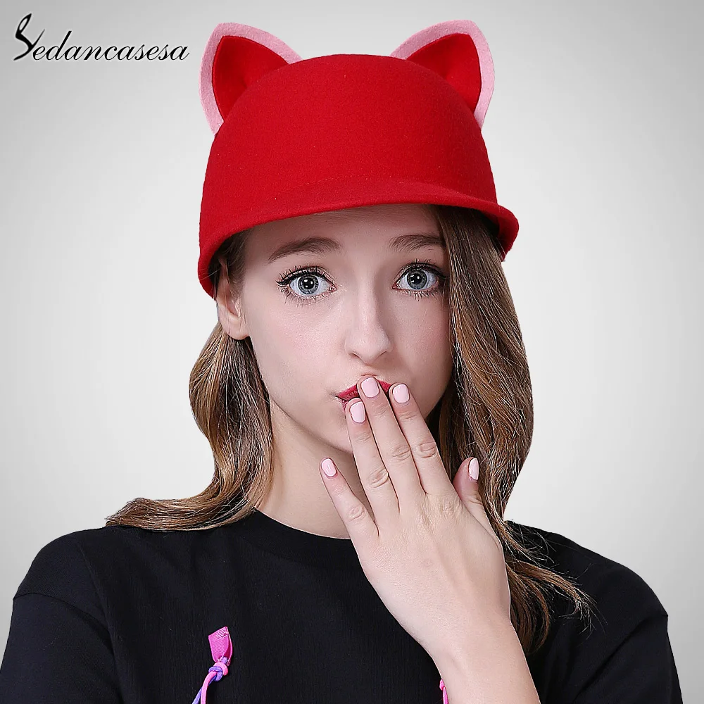 Sedancasesa New Female hats England fashion wool felt hat warm rabbit ears cap with bowknot Ivy hat cute knight cap FW039043
Sedancasesa New Female hats England fashion wool felt hat warm rabbit ears cap with bowknot Ivy hat cute knight cap FW039043