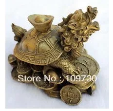 00625 lucky Chinese handwork Bronze Fengshui Dragon Turtle Statue