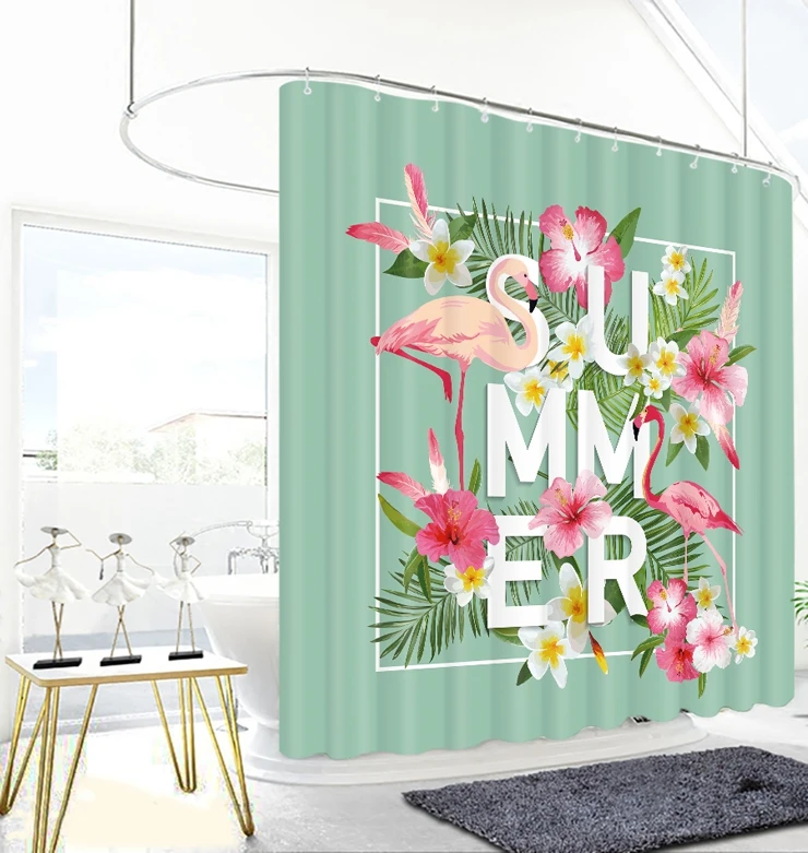 Jane Europe Flamingo ummer photo printing shower curtain Mediterranean simple waterproof curtain
Jane Europe Flamingo ummer photo printing shower curtain Mediterranean simple waterproof curtain