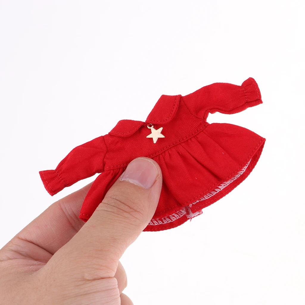 MagiDeal Lovely Dolls Long Sleeve Shirt Dress for OB11 Doll 1/12 BJD Mini Dolls Dress up Accessory