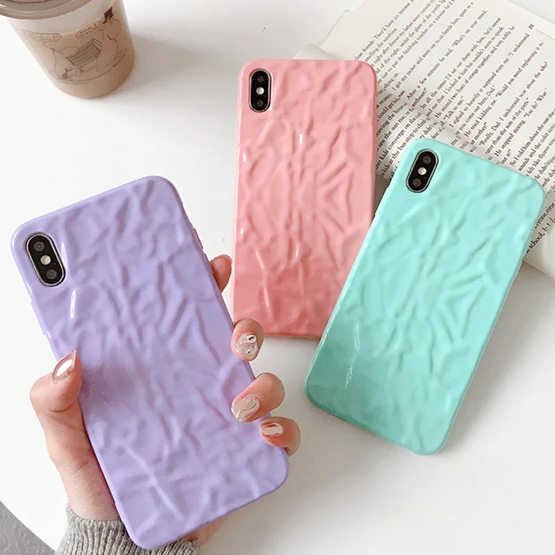 Solid color Silicone Phone Case For iPhone X XS XR XS Max 8 7 6 6S Plus Fold pattern Full protection Back Cover Case Couque
Solid color Silicone Phone Case For iPhone X XS XR XS Max 8 7 6 6S Plus Fold pattern Full protection Back Cover Case Couque