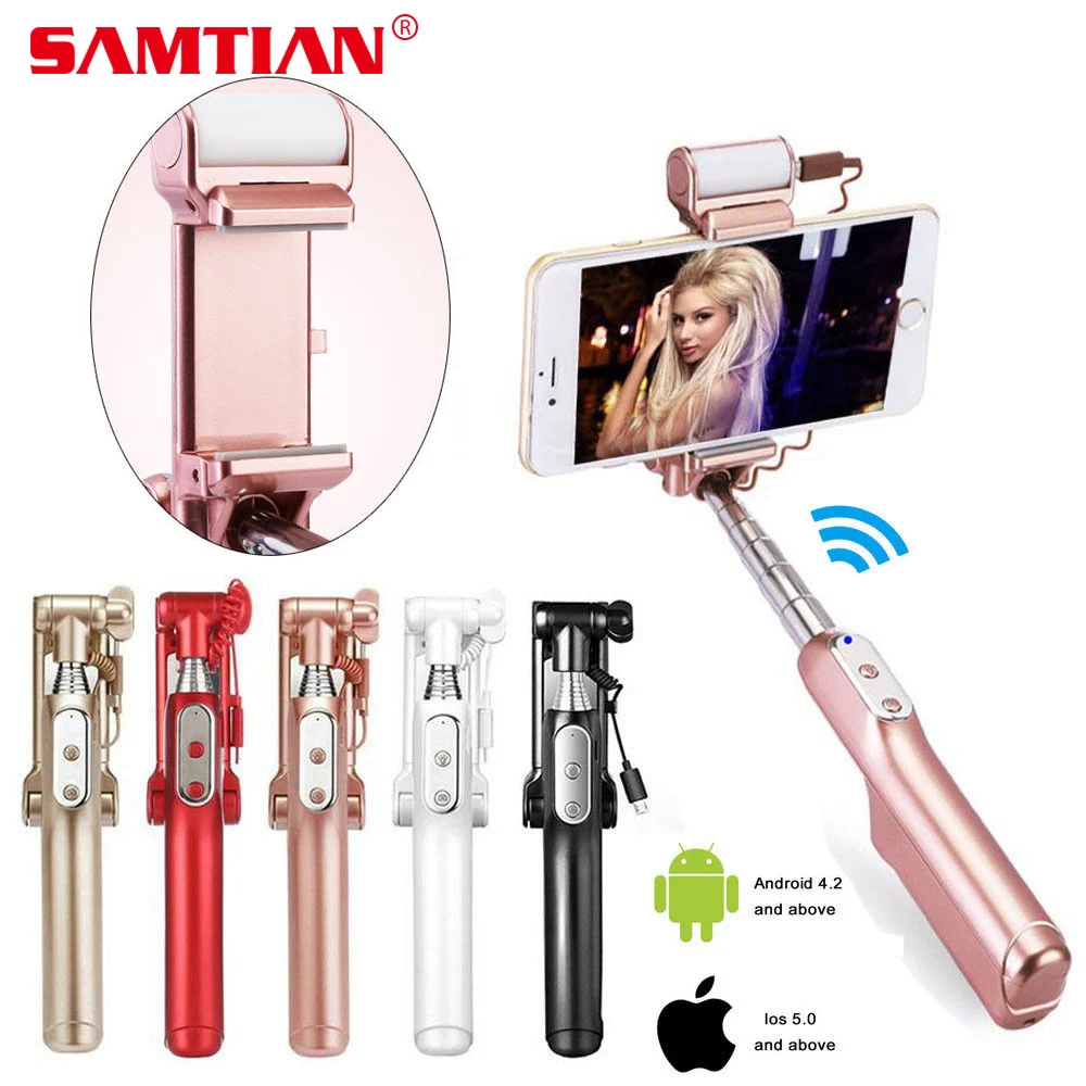 SAMTIAN Wireless Bluetooth Selfie Stick for iphone Xiaomi Samsung Huawei Mobile Rotating Selfiestick with LED Light Mirror
SAMTIAN Wireless Bluetooth Selfie Stick for iphone Xiaomi Samsung Huawei Mobile Rotating Selfiestick with LED Light Mirror