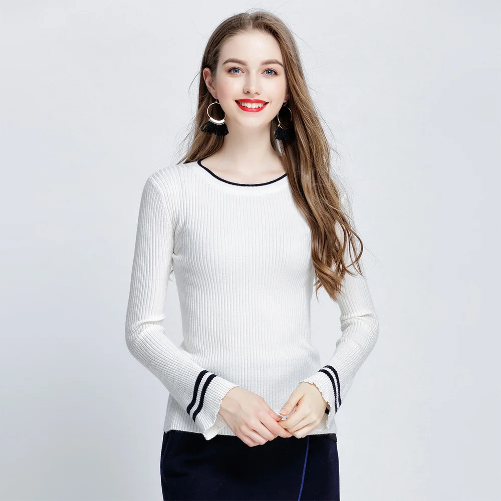 Xisteps Knitted O Neck Flare Sleeve Stripe Blosuse For Women New Slim Fit All Match Tops Office Lady Elegant Clothing 2019
Xisteps Knitted O Neck Flare Sleeve Stripe Blosuse For Women New Slim Fit All Match Tops Office Lady Elegant Clothing 2019