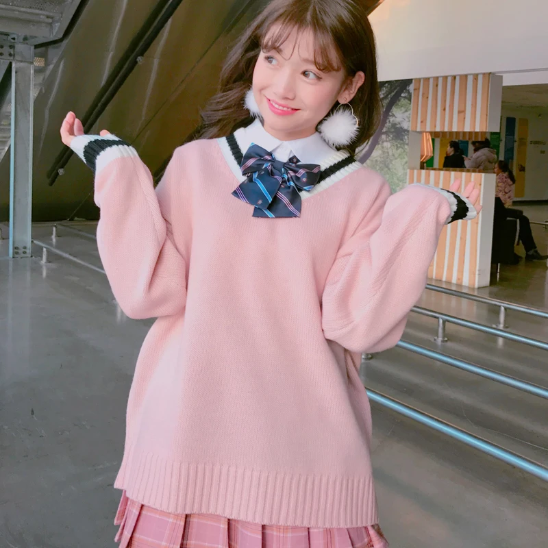 Women's Sweaters Kawaii Ulzzang Loose Wild Basic V Neck Block Color Sweater Female Korean Harajuku Clothing Pullover For Women
Women's Sweaters Kawaii Ulzzang Loose Wild Basic V Neck Block Color Sweater Female Korean Harajuku Clothing Pullover For Women