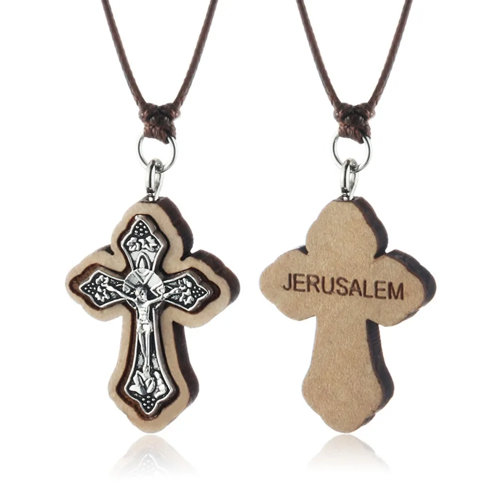 Male Wood Jerusalem Jesus Cross Pendant&Necklace for Men Rope Chain Necklace Fashion Jesus Jewelry Womens Religious Gifts MN237
Male Wood Jerusalem Jesus Cross Pendant&Necklace for Men Rope Chain Necklace Fashion Jesus Jewelry Womens Religious Gifts MN237