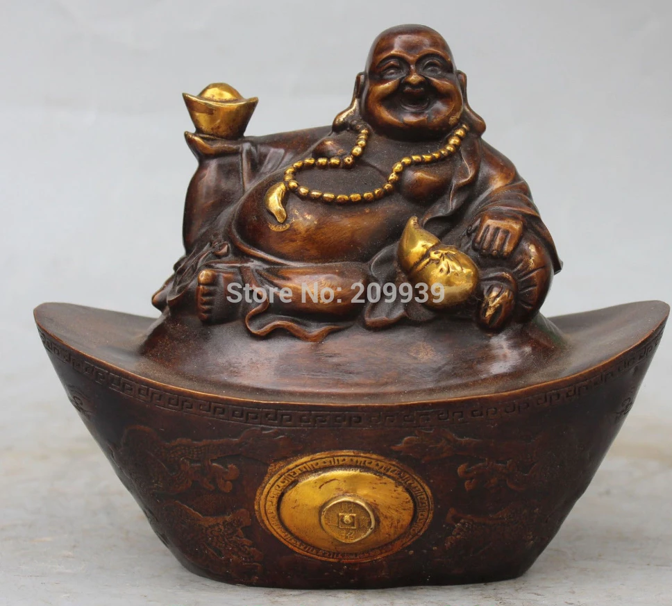 huij 006657 8"Chinese Bronze Gilt YuanBao Happy Laugh Maitreya Buddha Dragon Calabash Statue
huij 006657 8"Chinese Bronze Gilt YuanBao Happy Laugh Maitreya Buddha Dragon Calabash Statue