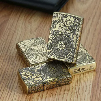 Lighters and Smoking Accessories,Rich peony copper shell metal gift kerosene lighters,Men's gifts.
Lighters and Smoking Accessories,Rich peony copper shell metal gift kerosene lighters,Men's gifts.