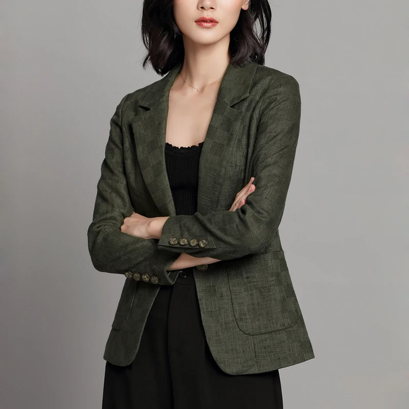 2019 new retro plaid small suit jacket female casual temperament short paragraph long sleeve cotton linen thin shirt
2019 new retro plaid small suit jacket female casual temperament short paragraph long sleeve cotton linen thin shirt