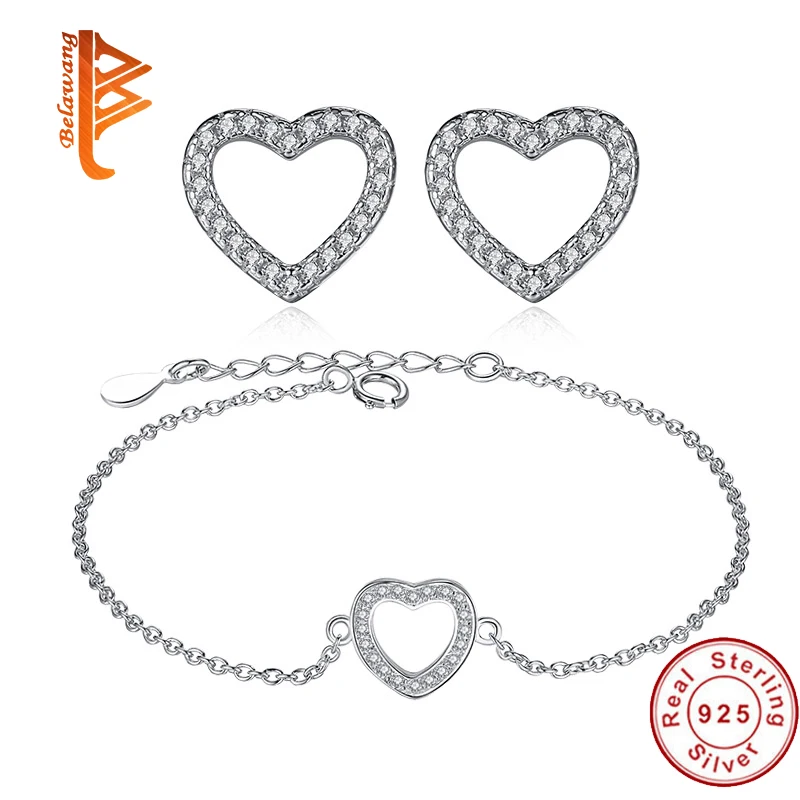 BELAWANG 925 Sterling Silver Jewelry Set for Women Crystal Love Heart Bracelet Earrings Jewellery Set Bridal Wedding Accessories
BELAWANG 925 Sterling Silver Jewelry Set for Women Crystal Love Heart Bracelet Earrings Jewellery Set Bridal Wedding Accessories