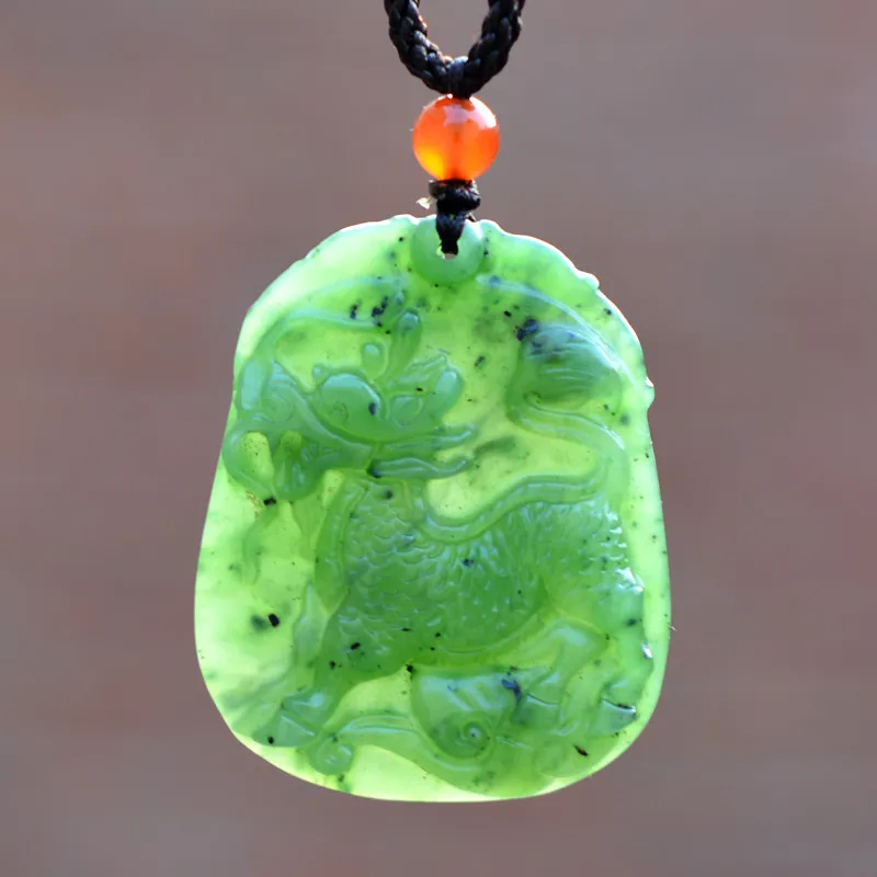 Drop shipping Natural Green HETIAN Nephrite Carved Kirin Dragon Pendant Necklace Lucky Amulet Gift For Women Men's Jades Jewelry
Drop shipping Natural Green HETIAN Nephrite Carved Kirin Dragon Pendant Necklace Lucky Amulet Gift For Women Men's Jades Jewelry