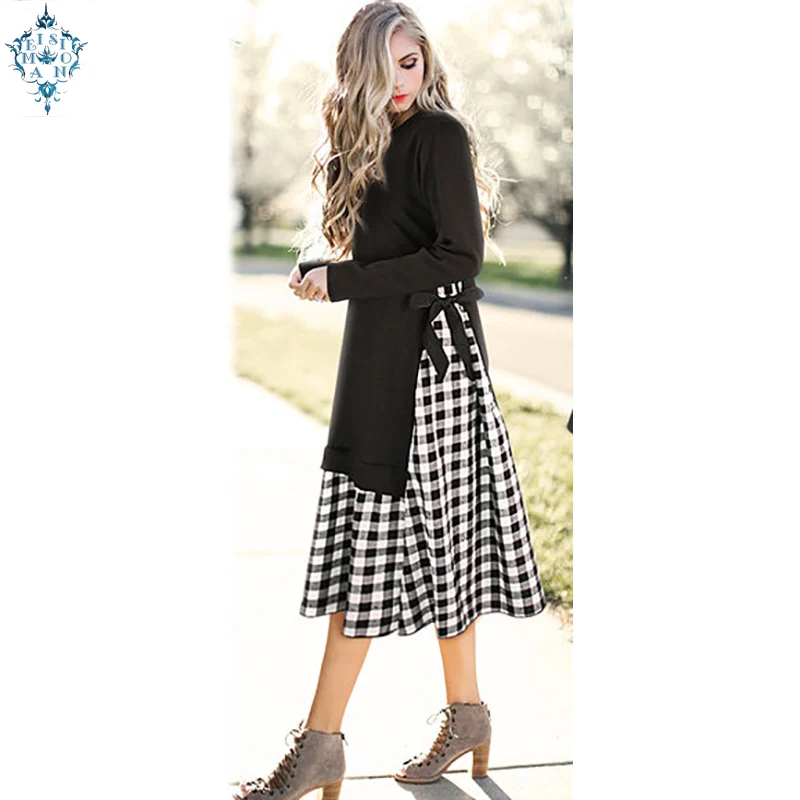 Ameision Plus Size Black Plaid Patchwork Dress Women Spring Casual Vintage Stylish Dresses Long Sleeve O-neck Vestidos Femme
Ameision Plus Size Black Plaid Patchwork Dress Women Spring Casual Vintage Stylish Dresses Long Sleeve O-neck Vestidos Femme